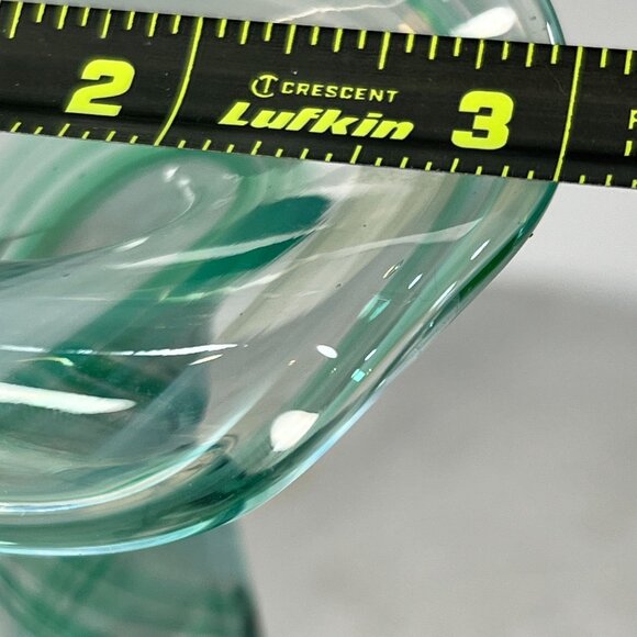 Vtg Handblown Art Glass Vase Jack In the Pulpit Unique Swirl Design Green 8.5" - Picture 5 of 5